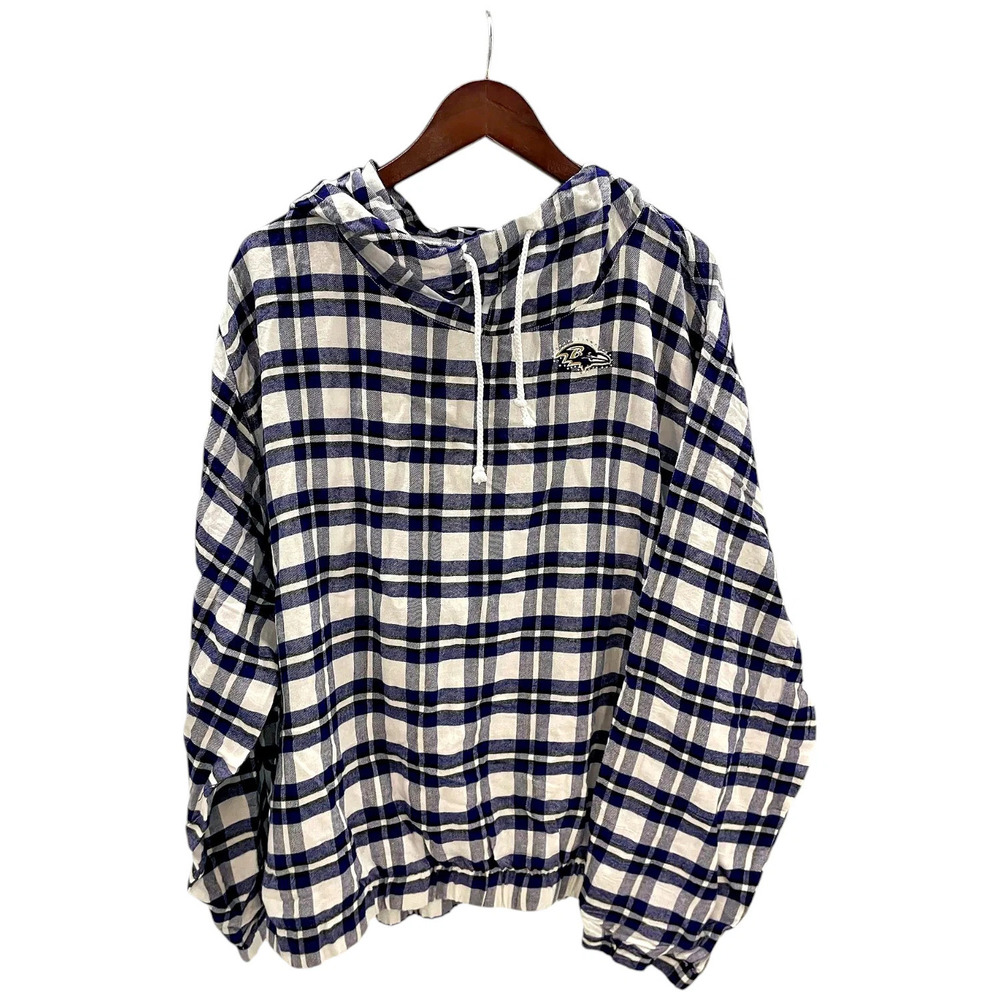 NFL Women's Concepts Flannel Long Sleeve Hoodie Top Ravens - Regular